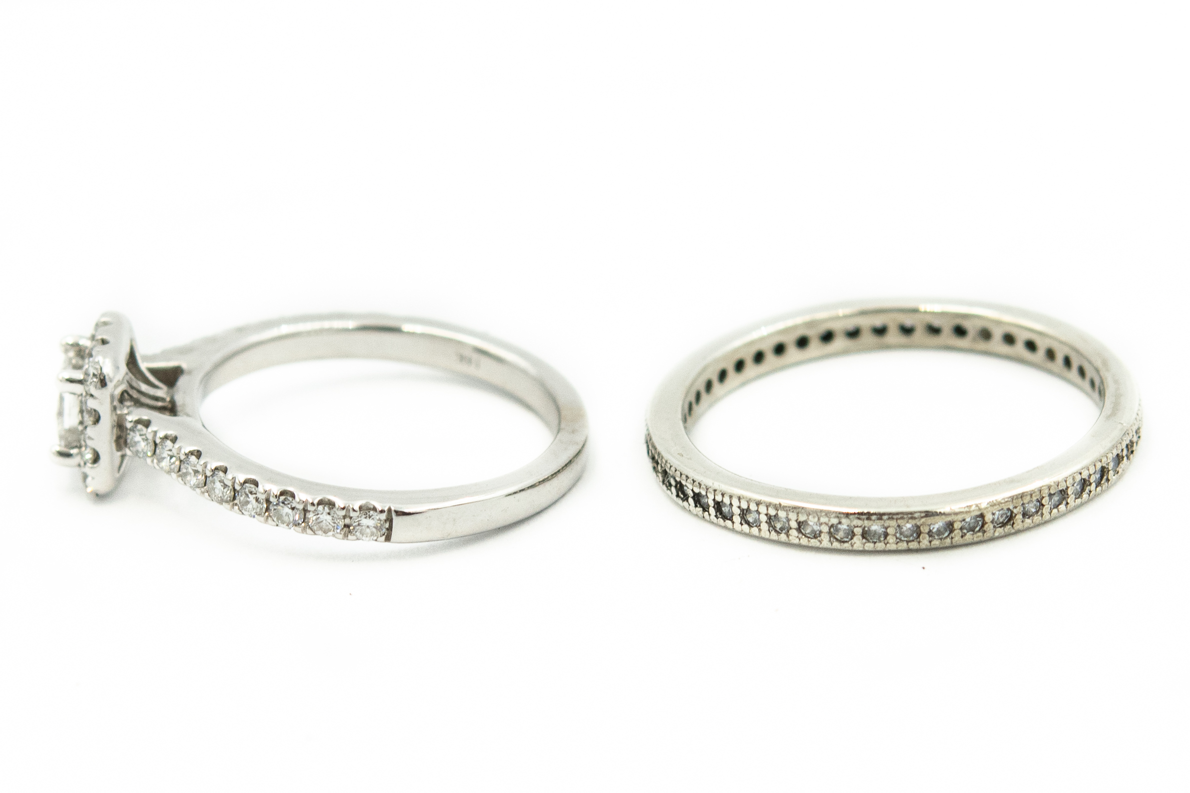 Estate White Gold and Diamond Engagement and Wedding Ring Set