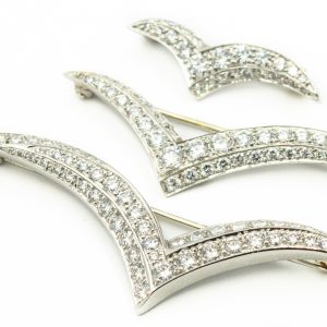 Estate Collection of (3) Graduating Platinum and Diamond Seagull Brooches by Tiffany & Co