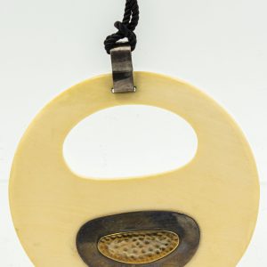 Estate Sterling Silver Yellow Gold and Ivory Modernistic Pendant/Necklace