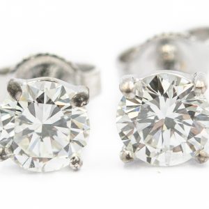 Estate White Gold and Diamond Stud Earrings