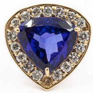 Estate Yellow Gold Diamond and Tanzanite Ring