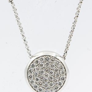 Estate White Gold and Diamond Pendant Necklace