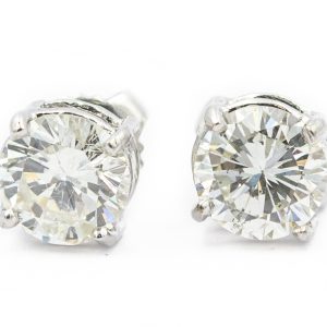 Estate White Gold and Diamond Stud Earrings