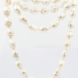Estate Large Baroque South Sea Cultured Pearl Single Strand Necklace