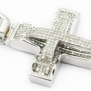 Estate White Gold and Diamond Cross Pendant