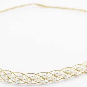 Estate Yellow Gold and Cultured Pearl Necklace