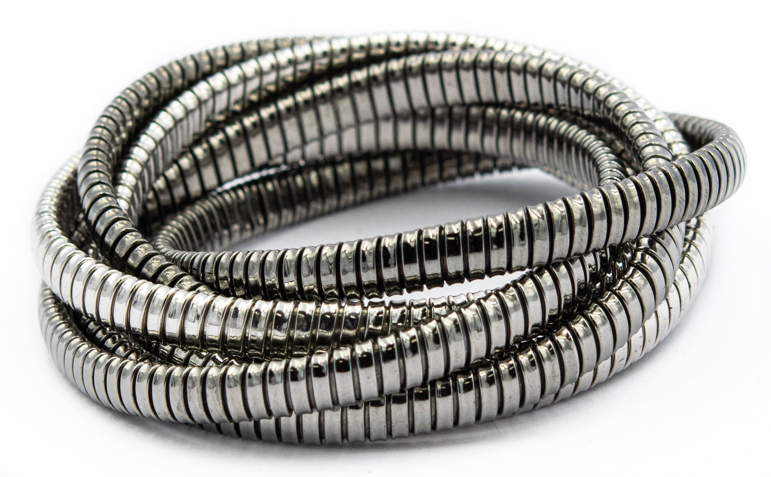 Estate Triple Tri Colored Sterling Silver Bangles and Earrings Suite