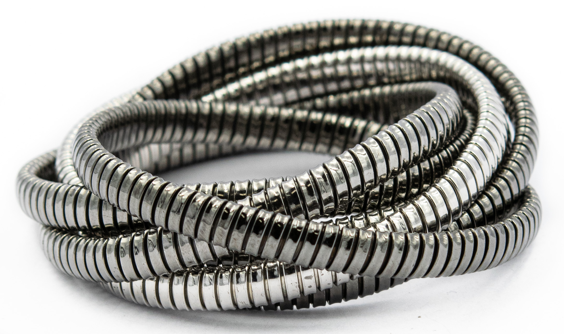 Estate Triple Tri Colored Sterling Silver Bangles and Earrings Suite