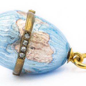 Estate Yellow Gold and Enamel Russian Egg Pendant by Anavo