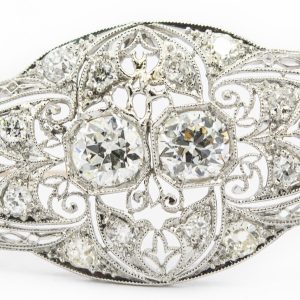 Estate Belle Epoque Platinum and Diamond Brooch
