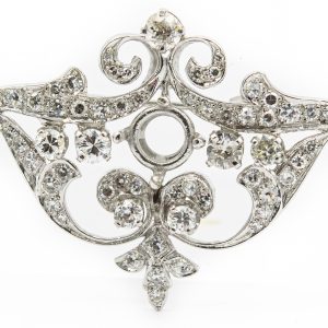 Estate White Gold and Diamond Semi Mount Brooch/Pendant