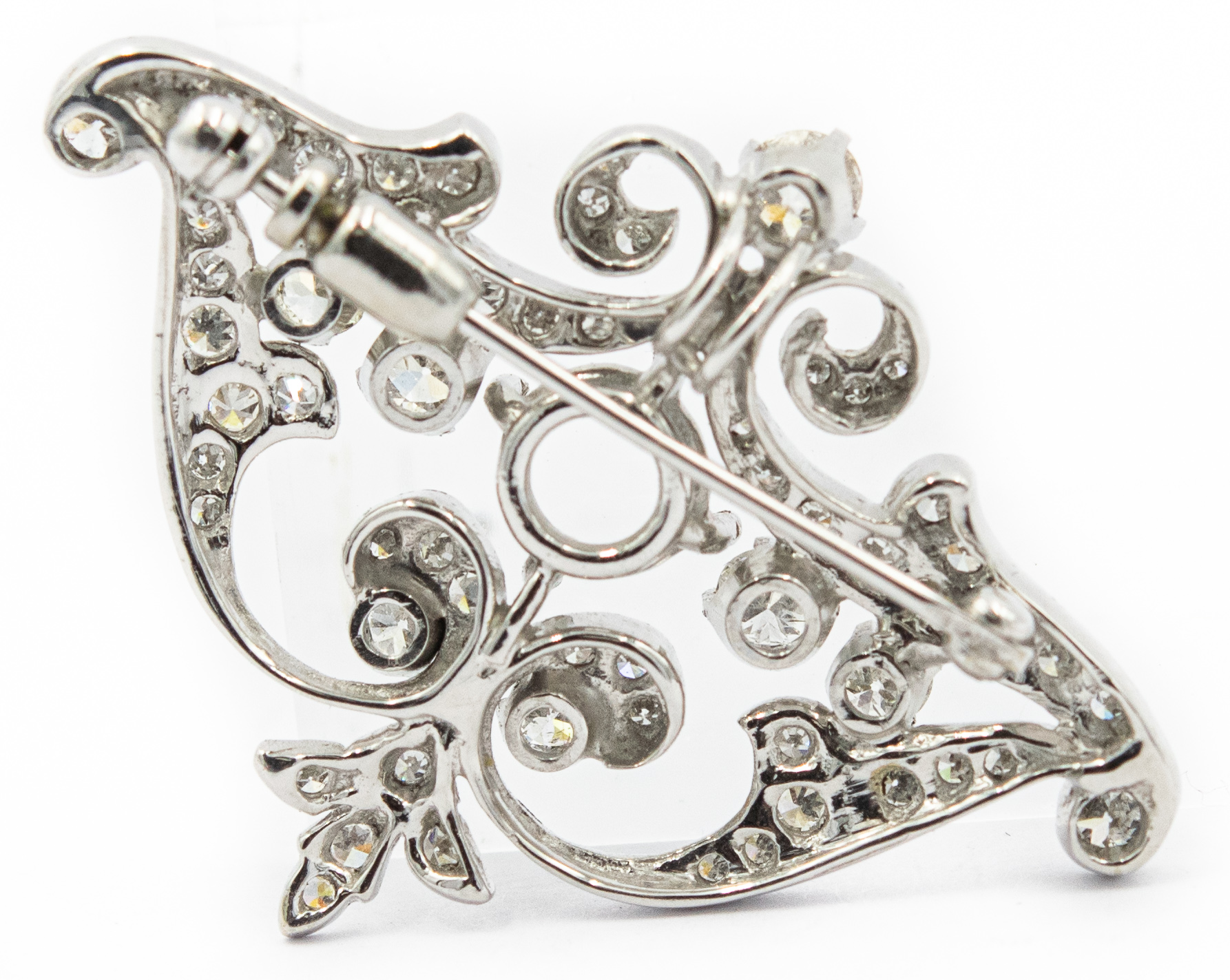 Estate White Gold and Diamond Semi Mount Brooch/Pendant