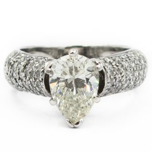 Estate White Gold Pear Shape Diamond Ring