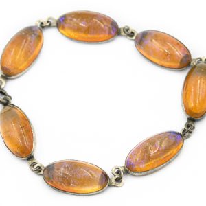 Estate Sterling Silver Opalescent Glass Bracelet