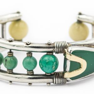 Estate Sterling Silver and Turquoise Cuff Bangle Bracelet