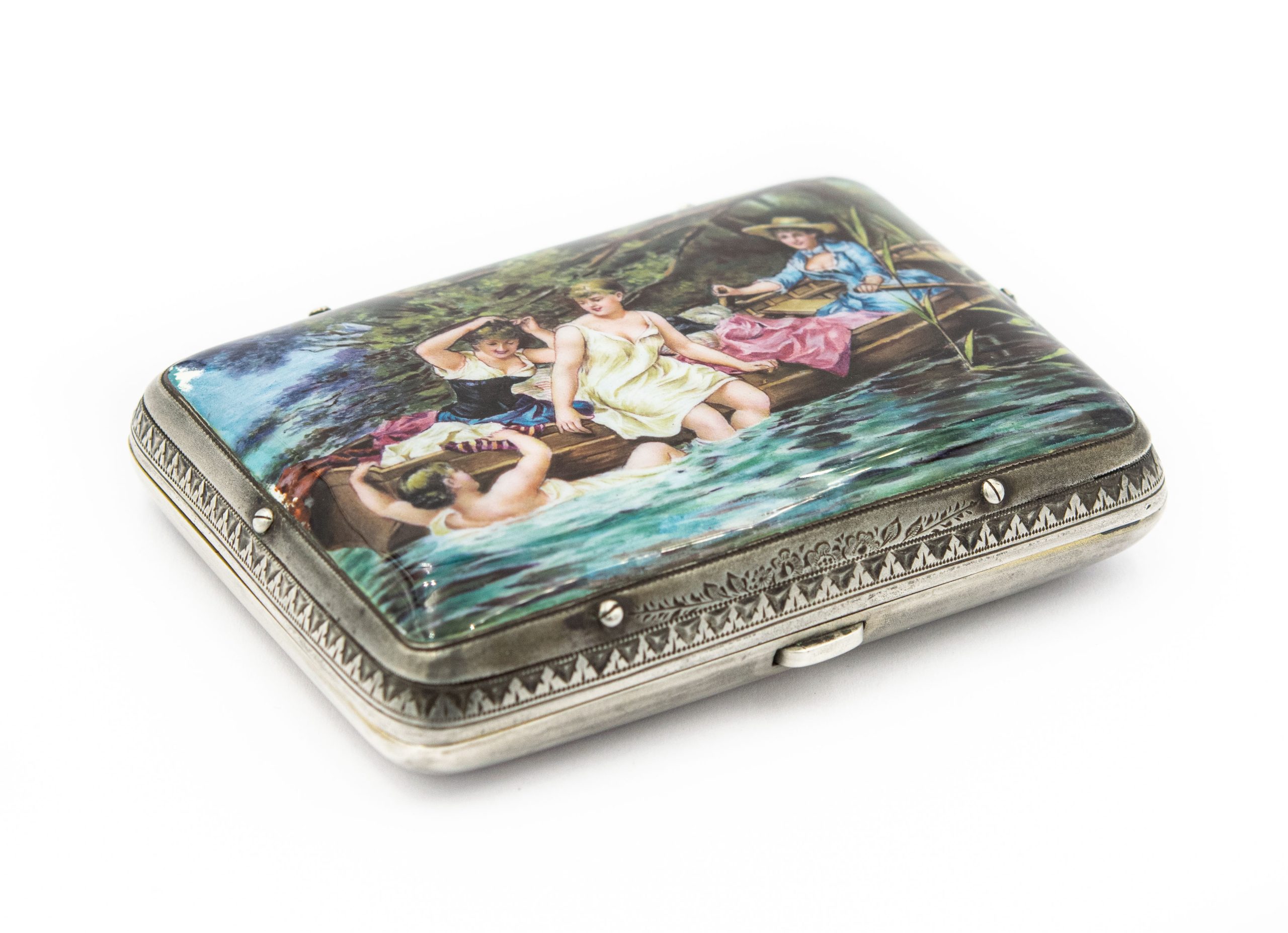 Estate Silver Austrian-Hungarian Enamel Box