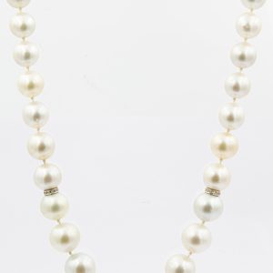 Estate White Gold Diamond and South Sea Pearl Necklace