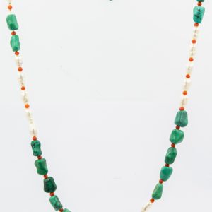 Estate Turquoise Pearl and Coral Necklace