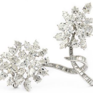 Estate Platinum and Diamond Flower Brooch