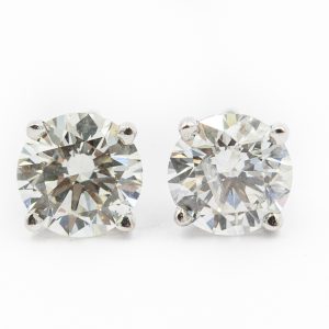 Estate Platinum and Diamond Stud Earrings