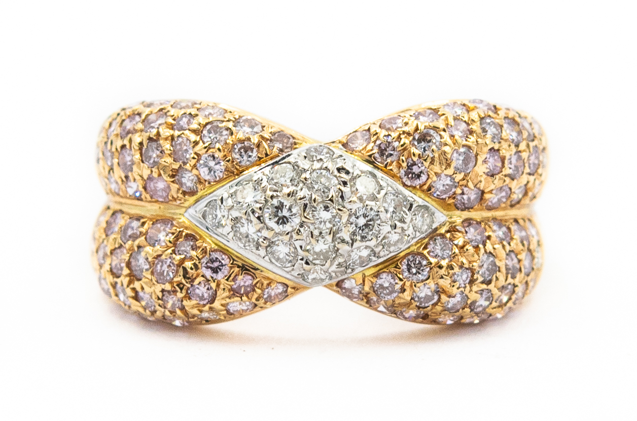 Estate Gold and Fancy Pink Diamond Ring