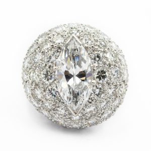 Estate Platinum and Diamond Bon Bon Ring (CZ Center)