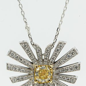Estate Fancy Color Diamond Starburst Heart Pendant