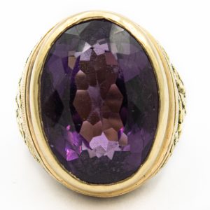 Estate Unusual Gold and Amethyst Bishop's Ring