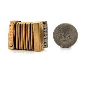 Vintage Yellow Gold Movable Accordion Charm signed ROGER