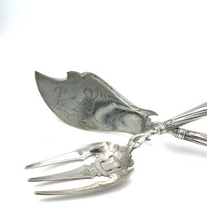 Art Nouveau Sterling Silver Salad Servers by P. Hertz - Copenhagen