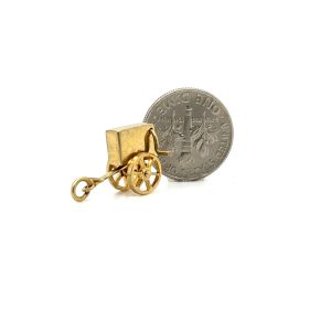 Vintage Yellow Gold Hurdy Gurdy Cart Movable Charm