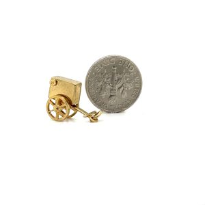Vintage Yellow Gold Hurdy Gurdy Cart Movable Charm