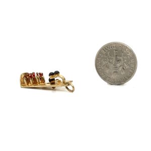 Vintage Yellow Gold Bowling Alley Movable Charm