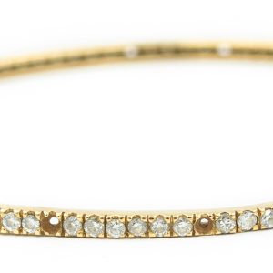 Estate Yellow Gold and Diamond Bangle Bracelet