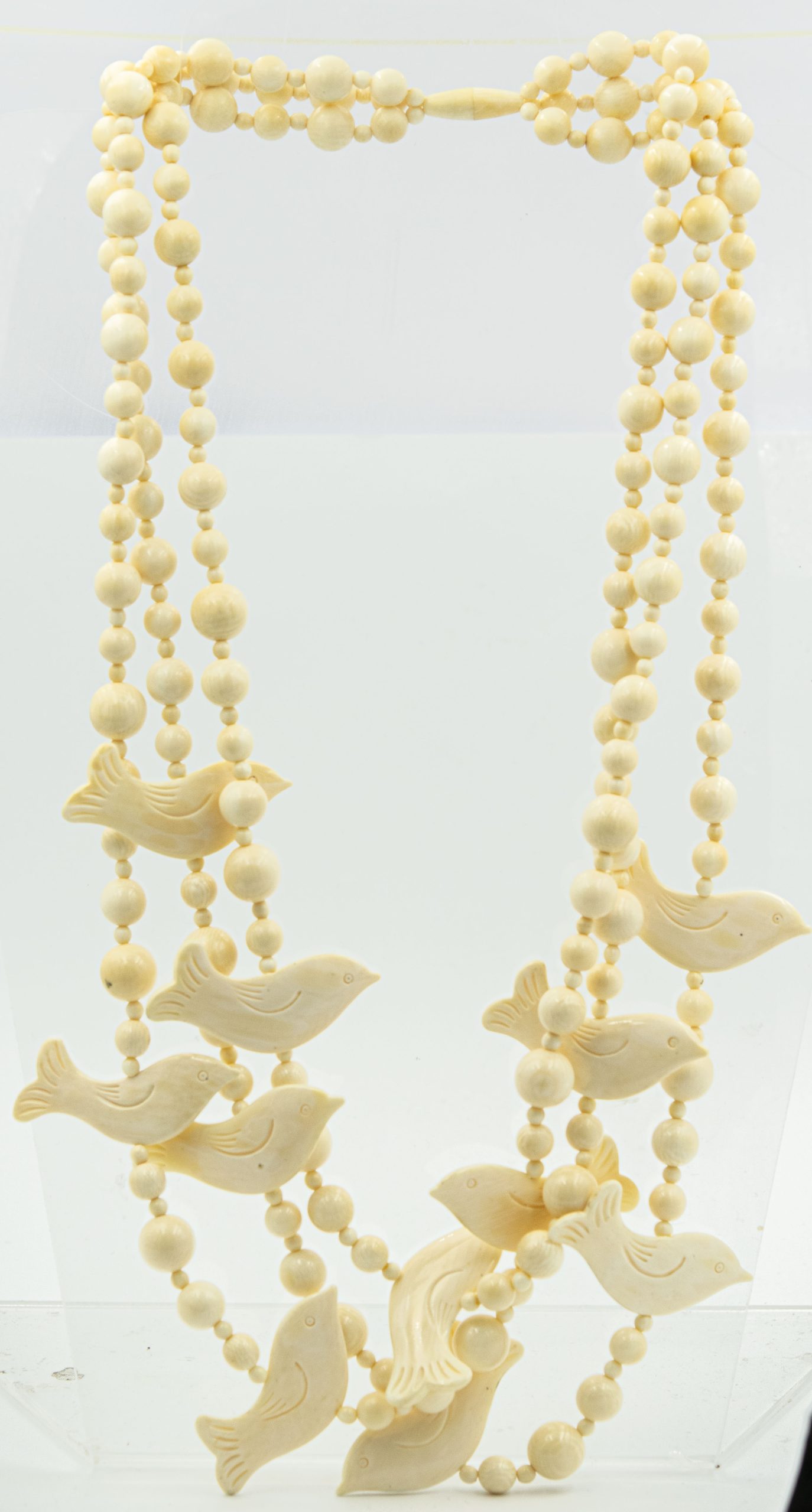 Estate Whimsical Native American Carved Ivory Necklace