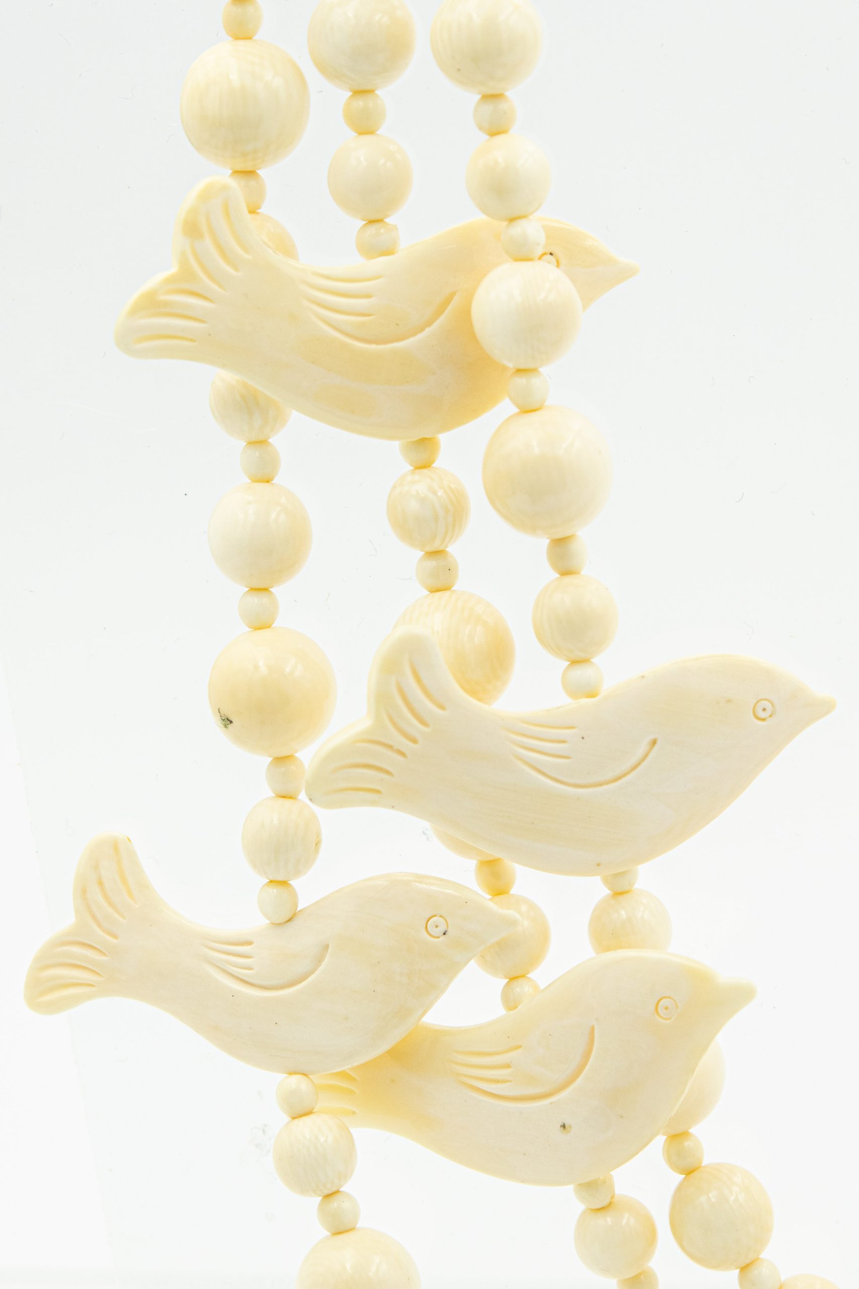 Estate Whimsical Native American Carved Ivory Necklace