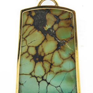 Estate Yellow Gold Dragon Skin Turquoise Pendant