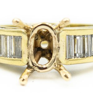 Estate Yellow Gold and Diamond Semi Mount Ring