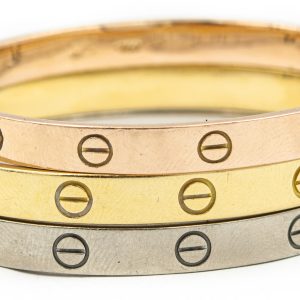 Estate Collection of (3) Vintage Yellow, White and Rose Gold LOVE Bracelet's by Cartier