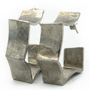 Estate Vintage Frosted "Cookie Cutter" Hoop Earrings by Tiffany & Co. Frank Gehry