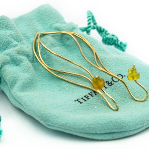 Estate Vintage Yellow Gold Open Frame Leaf Earrings by Tiffany & Co. Elsa Peretti