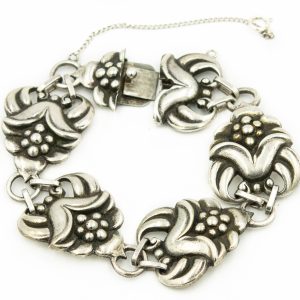 Estate Vintage Sterling Silver Flower Bracelet by Viking Craft