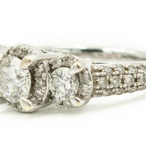Estate White Gold Three Stone Diamond Engagement Ring