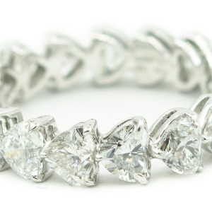Estate Vintage Platinum and Diamond Heart Eternity Ring
