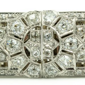 Estate Art Deco Platinum and Diamond Double Clip Star Motif Brooch