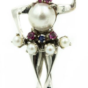 Estate Whimsical White Gold Ballerina Brooch