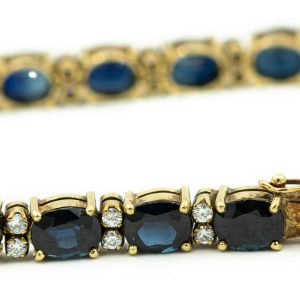 Estate Yellow Gold Diamond and Sapphire Bracelet
