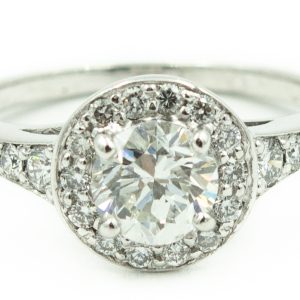 Estate White Gold and Diamond Engagement Ring