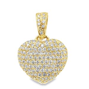 Estate Yellow Gold and Diamond Heart Pendant