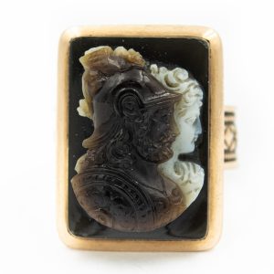 Victorian Rose Gold and Hardstone Cameo Ring